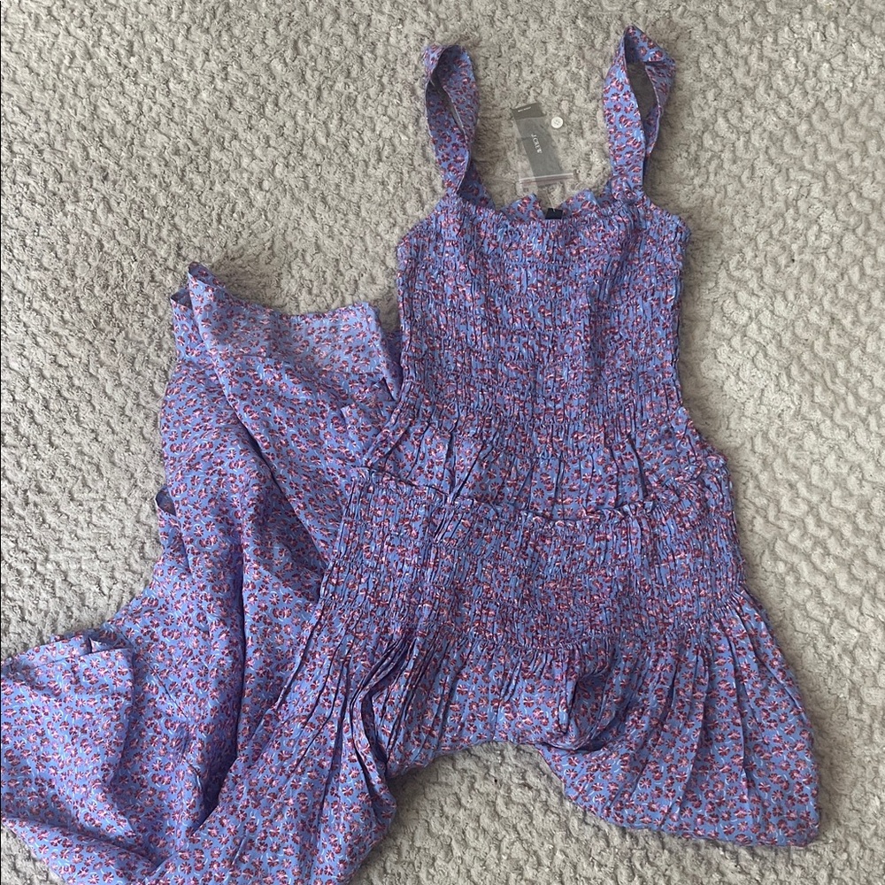 NWT J. Crew Smocked Midi Dress Summer Fields Print